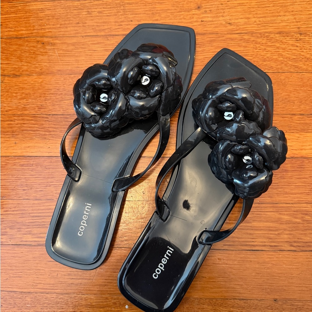 Coperni Black Floral Sandals